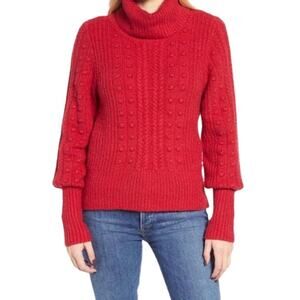 Rachel Parcell Red Scooter size Large NEW Cable and Bobble Turtleneck Sweater